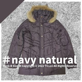 navy natural　中綿コート　紫　パープル　リアルファー　M ✓1775(ダウンジャケット)