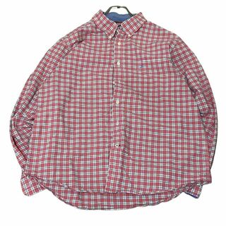 ノーティカ(NAUTICA)のNAUTICA BD長袖シャツ 赤チェック ロゴ刺繍 胸ポケット s32(シャツ)