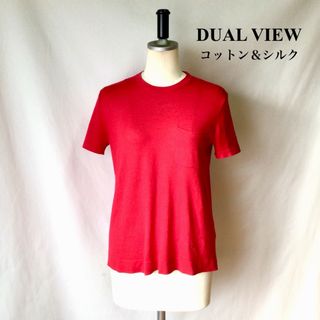 デュアルビュー(DUAL VIEW)のDUAL VIEW ニット カットソー トップス Tシャツ シルク コットン 赤(カットソー(半袖/袖なし))