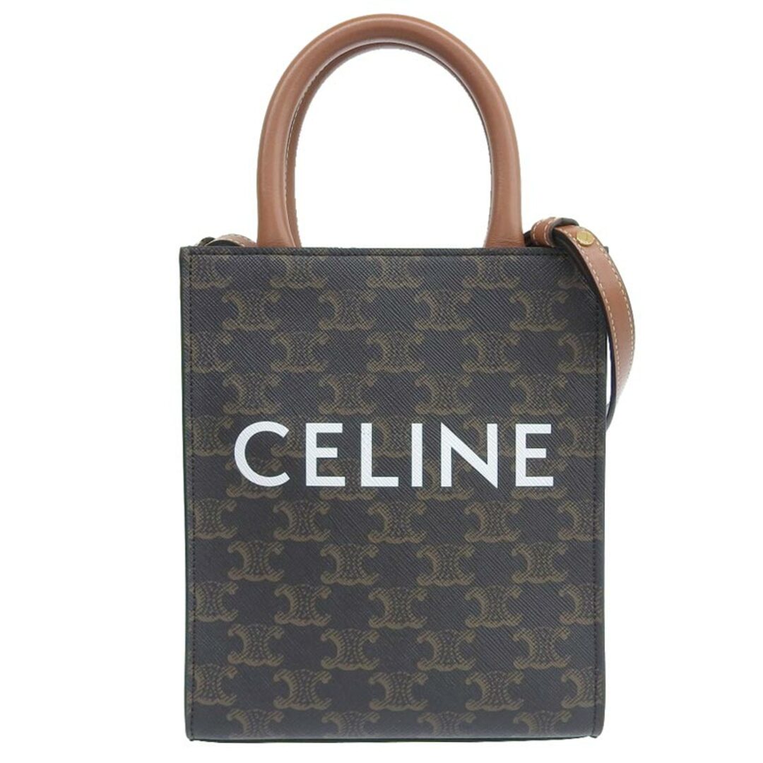 celine(セリーヌ)のセリーヌ CELINE ミニバーティカルカバ 2WAYバッグ ショルダーバッグ トリオンフキャンバス/レザー タン 中古 新入荷 OB1781 レディースのバッグ(ショルダーバッグ)の商品写真