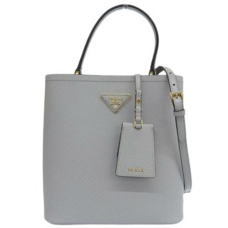 プラダ(PRADA)のプラダ PRADA パニエ 2WAYバッグ ハンドバッグ ショルダーバッグ サフィアーノ レザー グレー ブラック 1BA212 中古 新入荷 OB1783(ハンドバッグ)