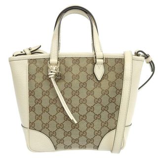 グッチ(Gucci)のグッチ GUCCI 2WAYバッグ ハンドバッグ ショルダーバッグ GGキャンバス/レザー ベージュ/ホワイト 449241 中古 新入荷 GU0569(ハンドバッグ)