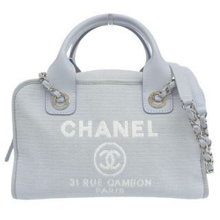 シャネル(CHANEL)のシャネル CHANEL ドーヴィル 2WAY ボーリングバッグ ハンドバッグ ショルダーバッグ キャンバス/レザー ライトブルー 中古 新入荷 CH0908(ハンドバッグ)