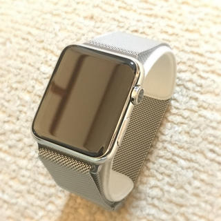 アップル(Apple)の人気の42mmステンレスケース Apple Watch 美品 送料込(腕時計)