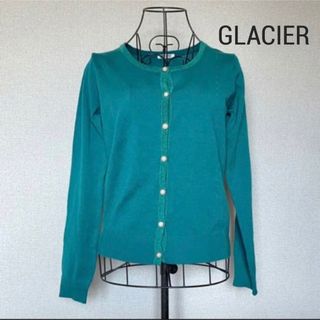 グラシア(GLACIER)のGLACIER グラシア　パールボタン　華やか　カーディガン　グリーン(カーディガン)