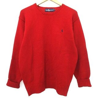 ラルフローレン(Ralph Lauren)のラルフローレン クルーネック ニット セーター 長袖 プルオーバー M レッド (ニット/セーター)