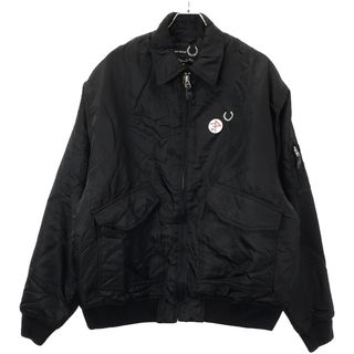 RAF SIMONS × FRED PERRY ラフシモンズ × フレッドペリー Printed Flight Jacket バックプリントナイロンフライトジャケット ブラック M SJ4224