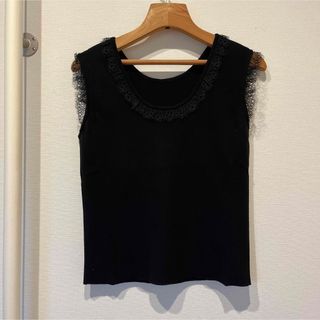 フォクシー(FOXEY)のレディース【foxey】黒タンクトップLサイズ　レース無地シンプル(タンクトップ)