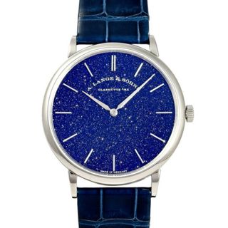 ランゲアンドゾーネ(A. Lange & Söhne（A. Lange & Sohne）)のランゲゾーネ A.LANGE SOHNE サクソニア フラッハ LS2053AX ブティック限定 205.086 ブルー文字盤 中古 腕時計 メンズ(腕時計(アナログ))