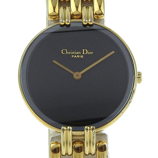 ディオール(Dior)の【Dior】クリスチャンディオール バキラ D46-154-4 金メッキ クオーツ アナログ表示 レディース 黒文字盤 腕時計(腕時計)