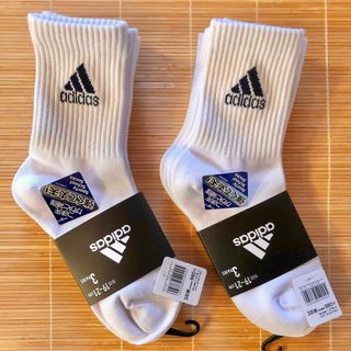 アディダス(adidas)の新品　アディダス靴下　19〜21cm 3足×2点　計6足　ロゴ白スクールソックス(靴下/タイツ)