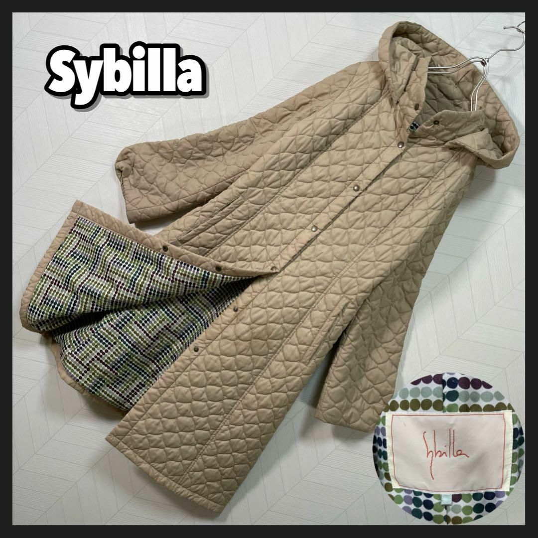 Sybilla(シビラ)の美品 Sybilla キルティング ロング コート 薄中綿 Aライン 春 秋 レディースのジャケット/アウター(ロングコート)の商品写真