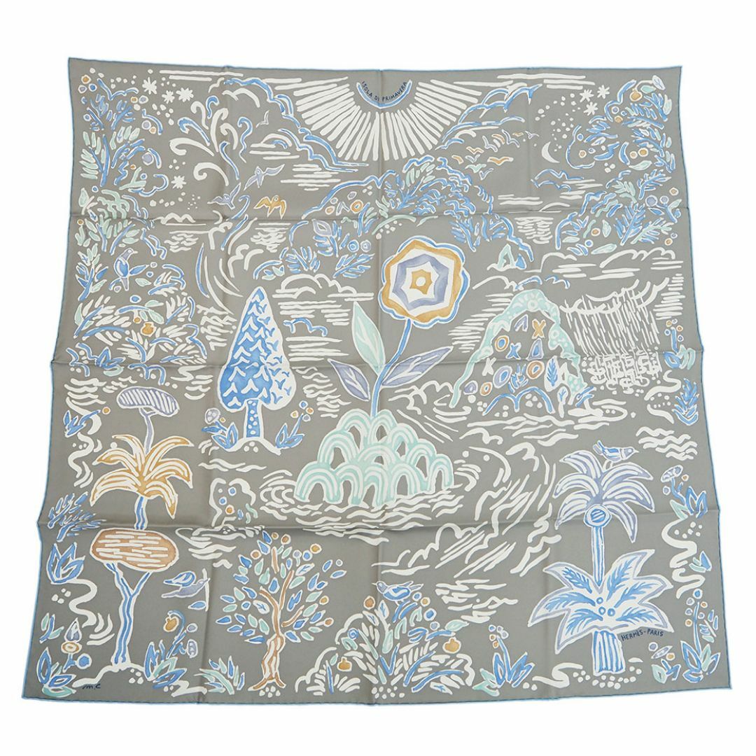 Hermes - エルメス カレ90 春の島 ISOLA DI PRIMAVERA グレー Hermes - エルメス カレ90 春の島 ISOLA DI PRIMAVERA グレー