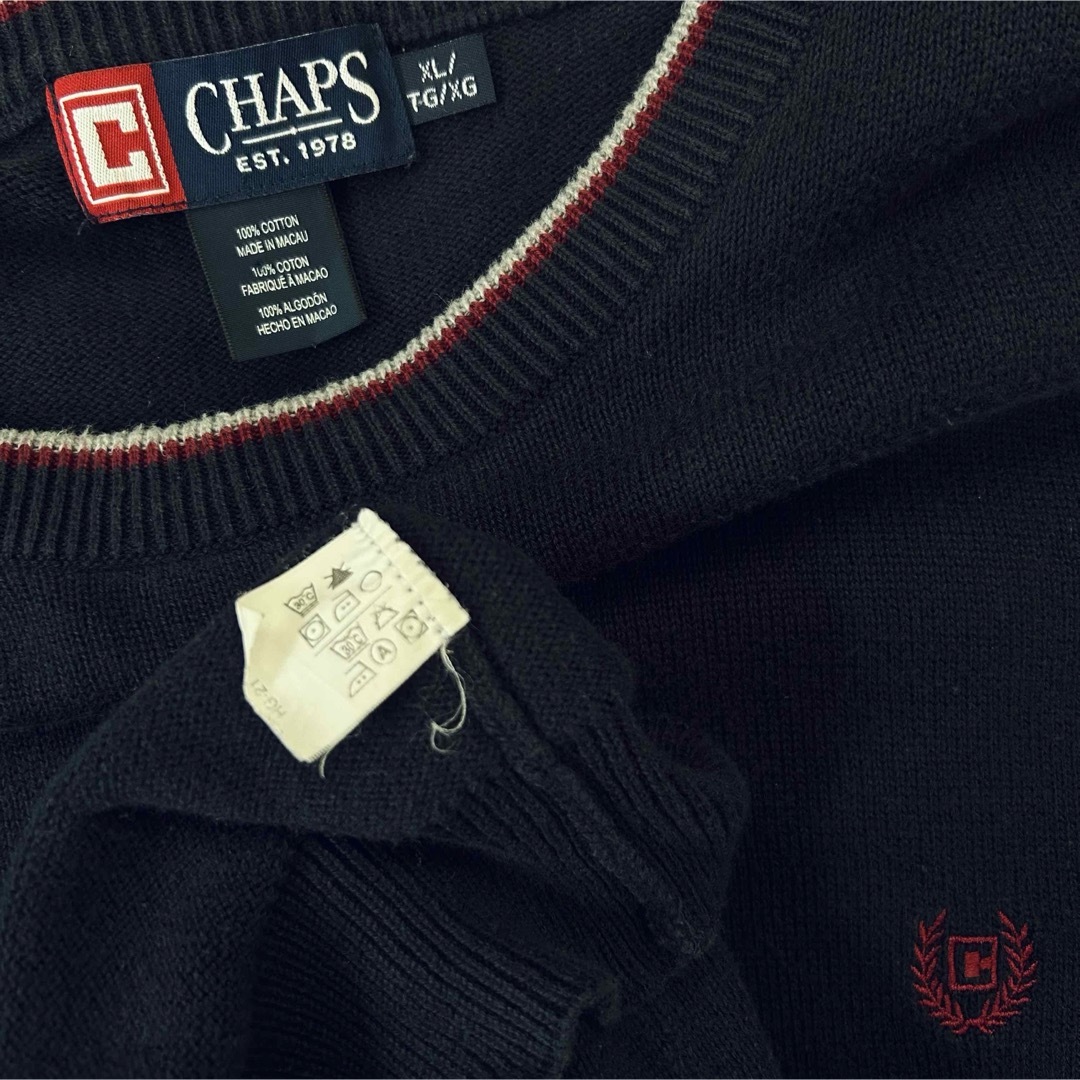 CHAPS(チャップス)の今週限定 CHAPS ロゴ刺繍 素敵 シルエット ネイビー セーター メンズのトップス(ニット/セーター)の商品写真