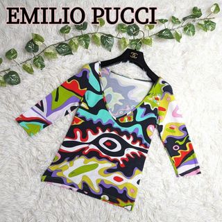 エミリオプッチ(EMILIO PUCCI)のEMILIO PUCCI エミリオプッチ プッチ柄 カットソー 五分袖 総柄(カットソー(長袖/七分))