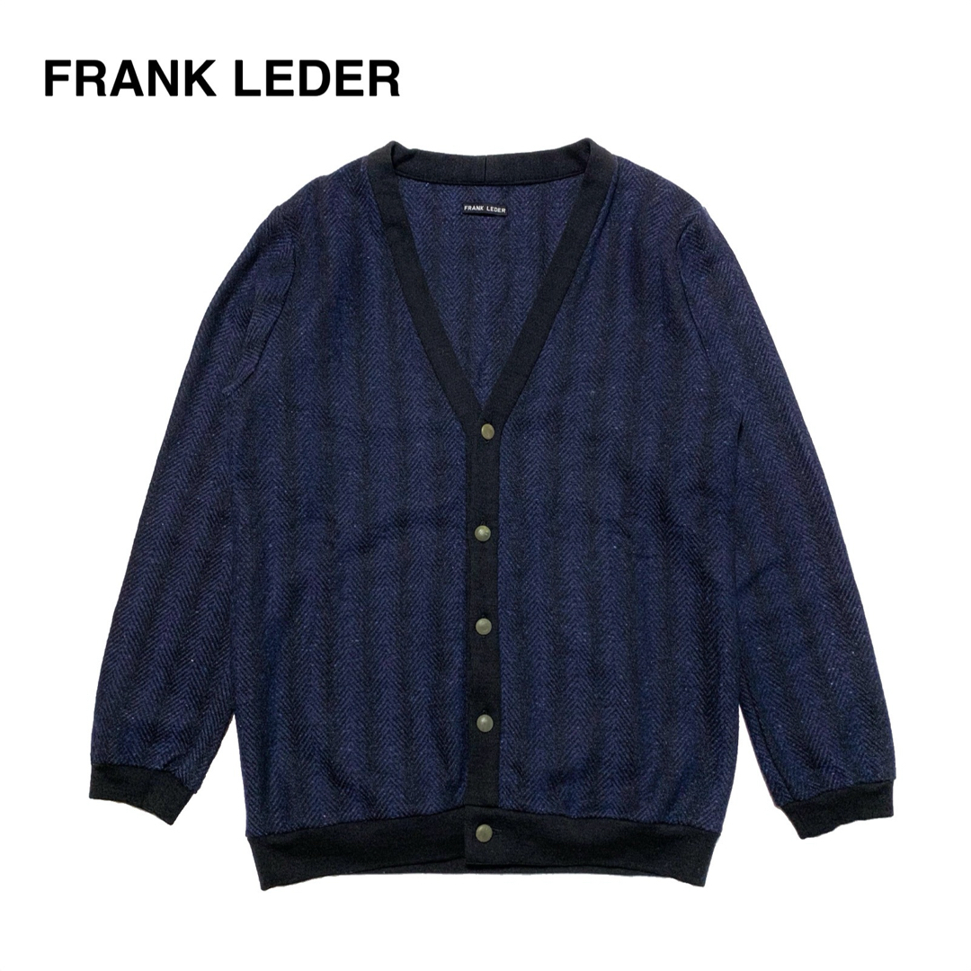 FRANK LEDER(フランクリーダー)の☆美品 フランクリーダー ウール ヘリンボーン ニット カーディガン ドイツ製 メンズのトップス(ニット/セーター)の商品写真