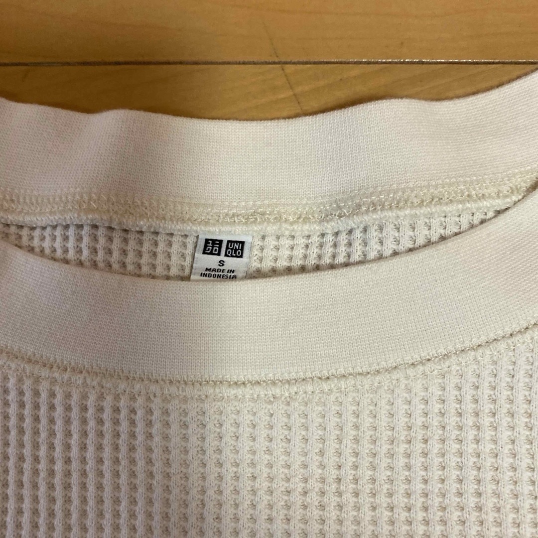 UNIQLO(ユニクロ)のユニクロ　7分袖　ワッフルTシャツ　サイズS レディースのトップス(Tシャツ(長袖/七分))の商品写真