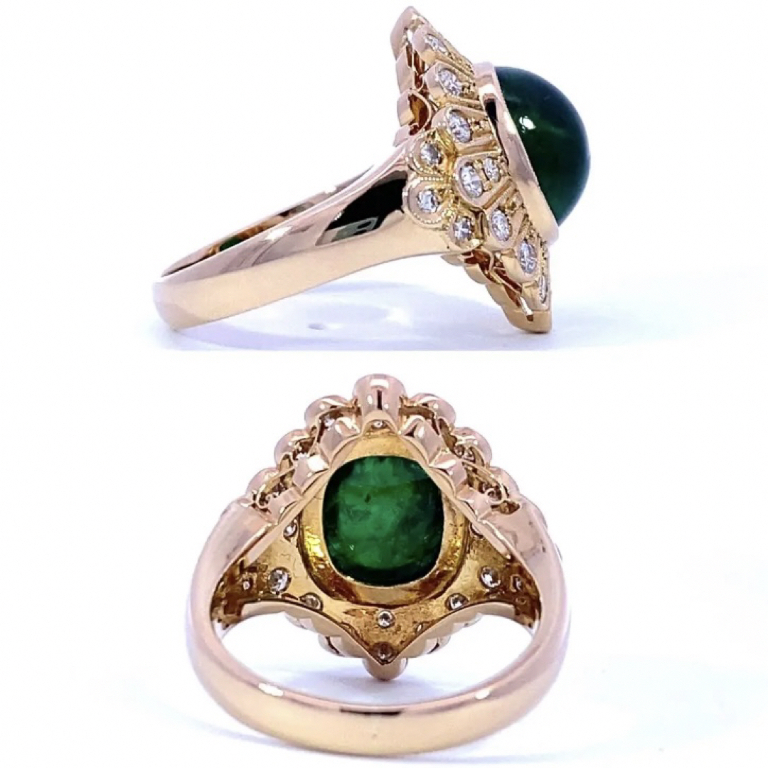 【JC4917】K18 天然エメラルド ダイヤモンド リング レディースのアクセサリー(リング(指輪))の商品写真
