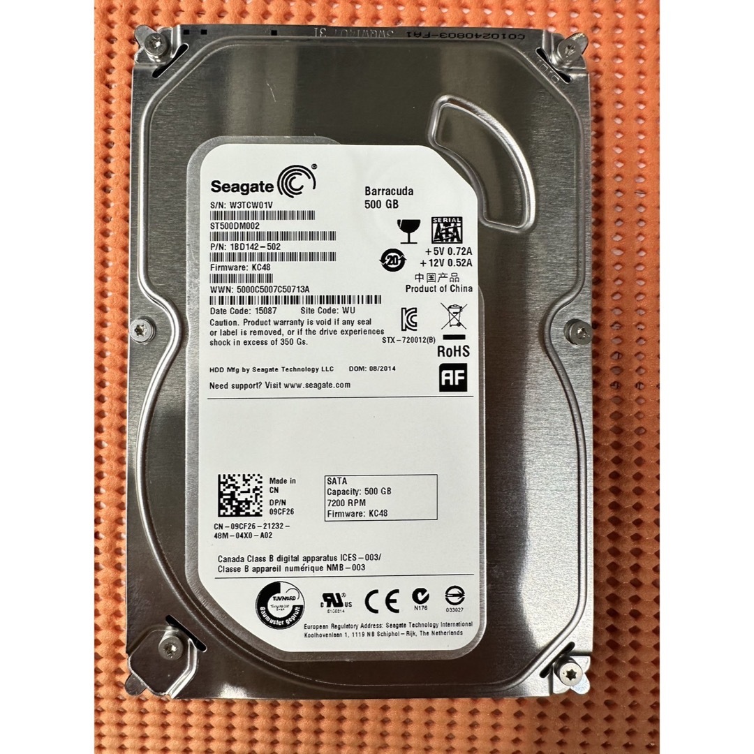 SEAGATE(シーゲイト)の009☆Seagate 3.5インチHDD Barracuda 500GB スマホ/家電/カメラのPC/タブレット(PCパーツ)の商品写真