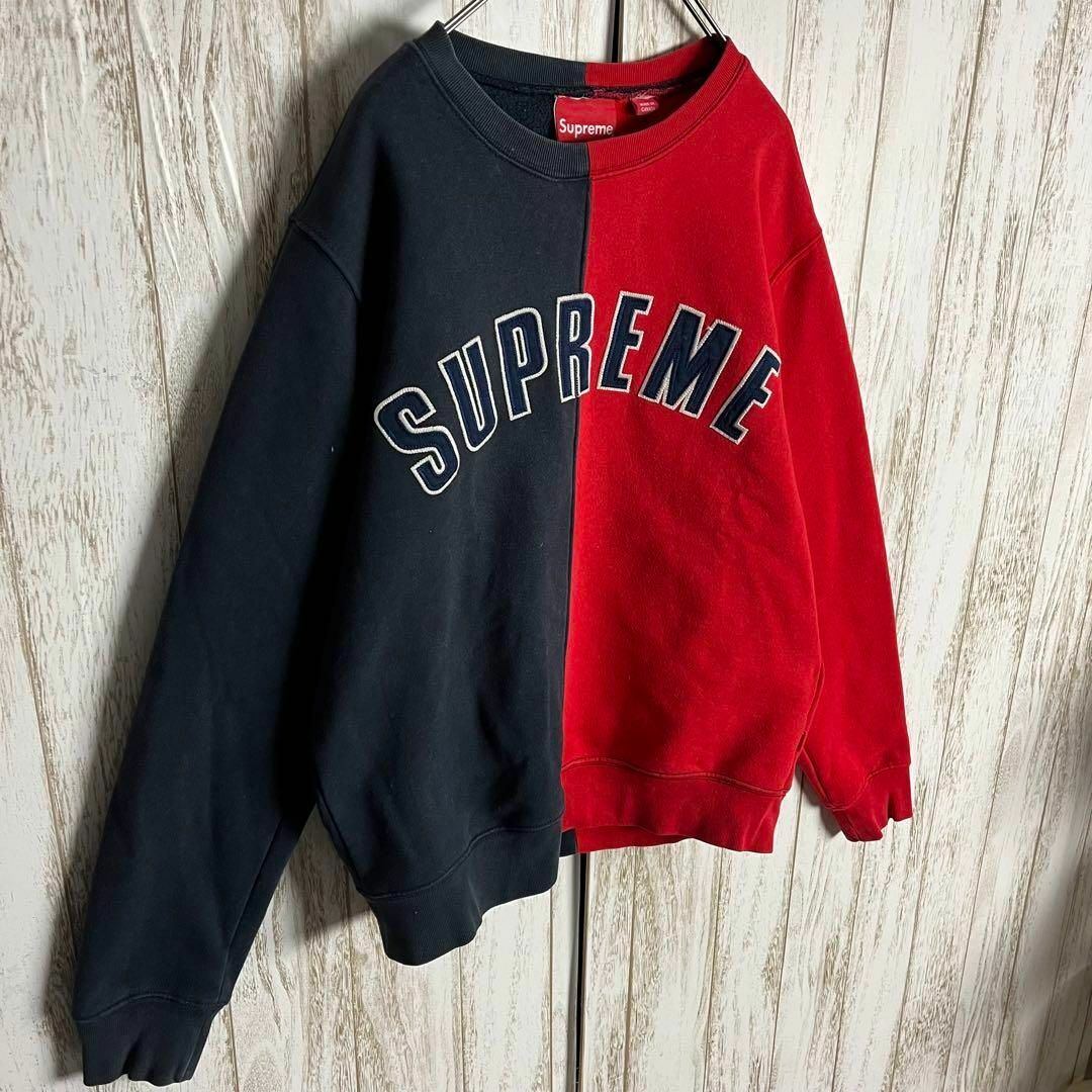 Supreme(シュプリーム)の【即完売モデル】シュプリーム☆センター刺繍アーチロゴスウェット バイカラー M メンズのトップス(スウェット)の商品写真