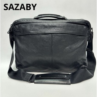 SAZABY ハンドバッグ　ショルダーバッグ　ビジネスバッグ　本革　ブラック　黒