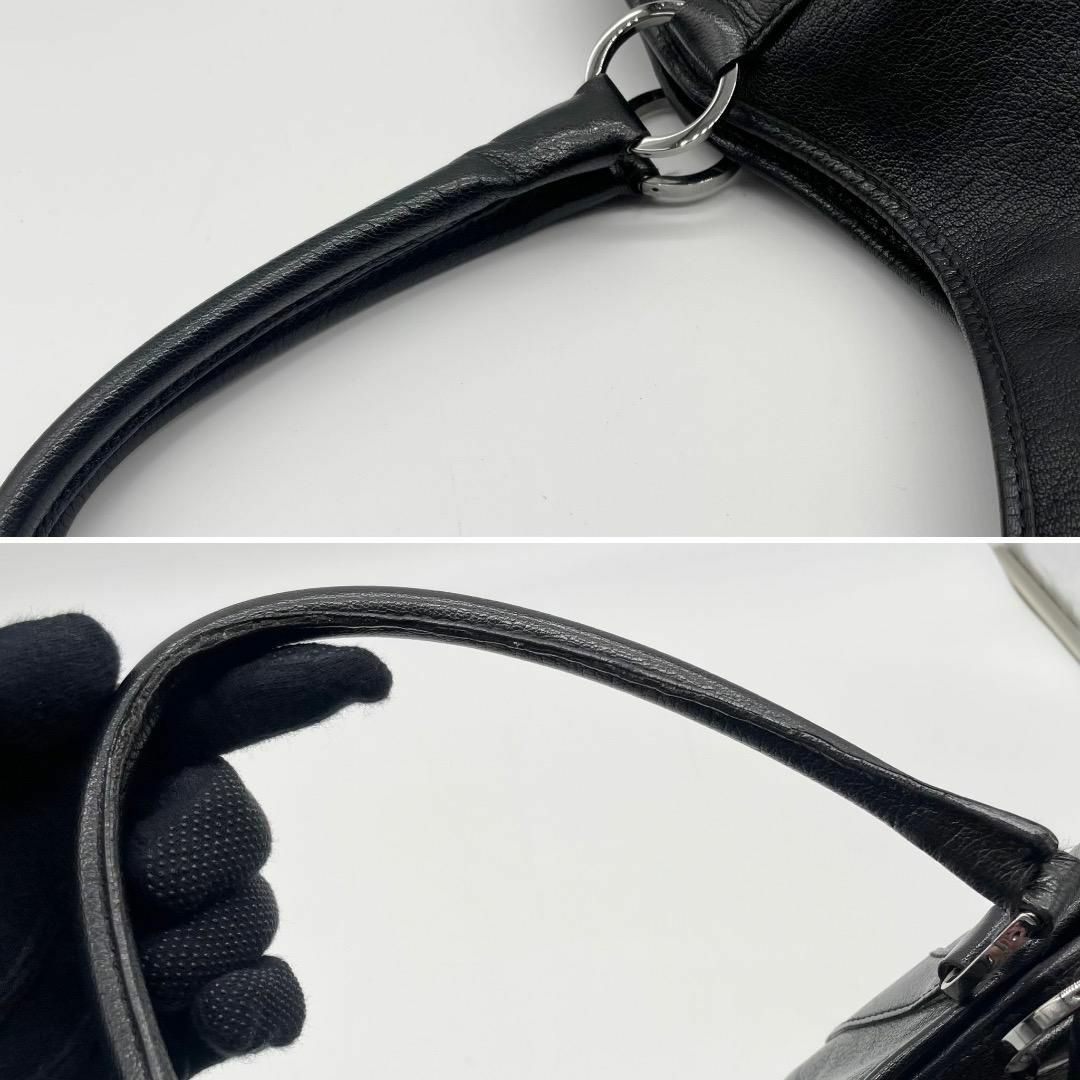 Gucci(グッチ)の美品✨グッチ　トートバッグ　シルバーロゴ金具　レザー　ブラック　肩がけ　A4可能 メンズのバッグ(トートバッグ)の商品写真