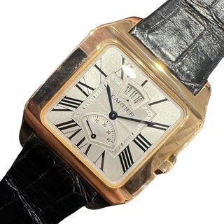 カルティエ(Cartier)の　カルティエ Cartier サントス デュモン カレンダー&パワーリザーブ W2020067 ホワイト K18PG 手巻き メンズ 腕時計(その他)