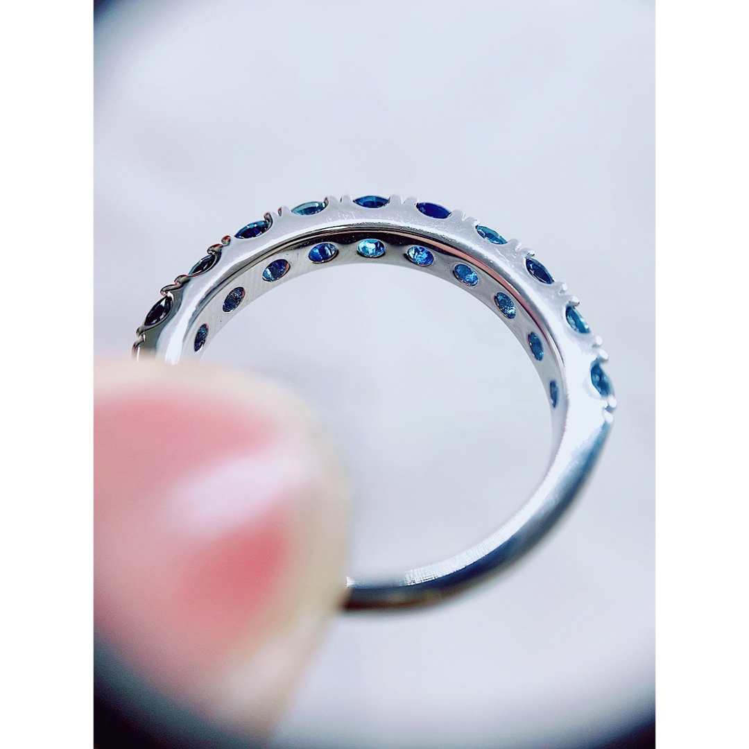 ★1.30ct★✨サファイアプラチナハーフエタニティリング指輪 レディースのアクセサリー(リング(指輪))の商品写真