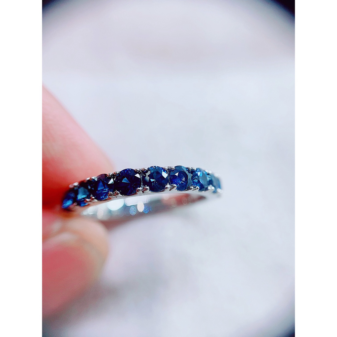 ★1.30ct★✨サファイアプラチナハーフエタニティリング指輪 レディースのアクセサリー(リング(指輪))の商品写真