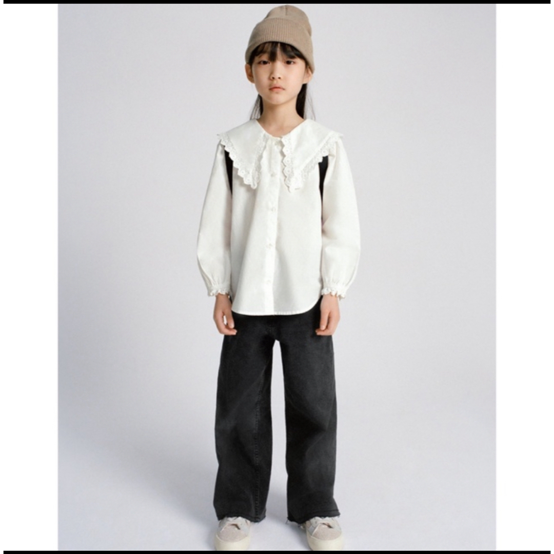 ZARA(ザラ)のZARA ビブカラーロマンティックシャツ　 キッズ/ベビー/マタニティのキッズ服女の子用(90cm~)(ブラウス)の商品写真