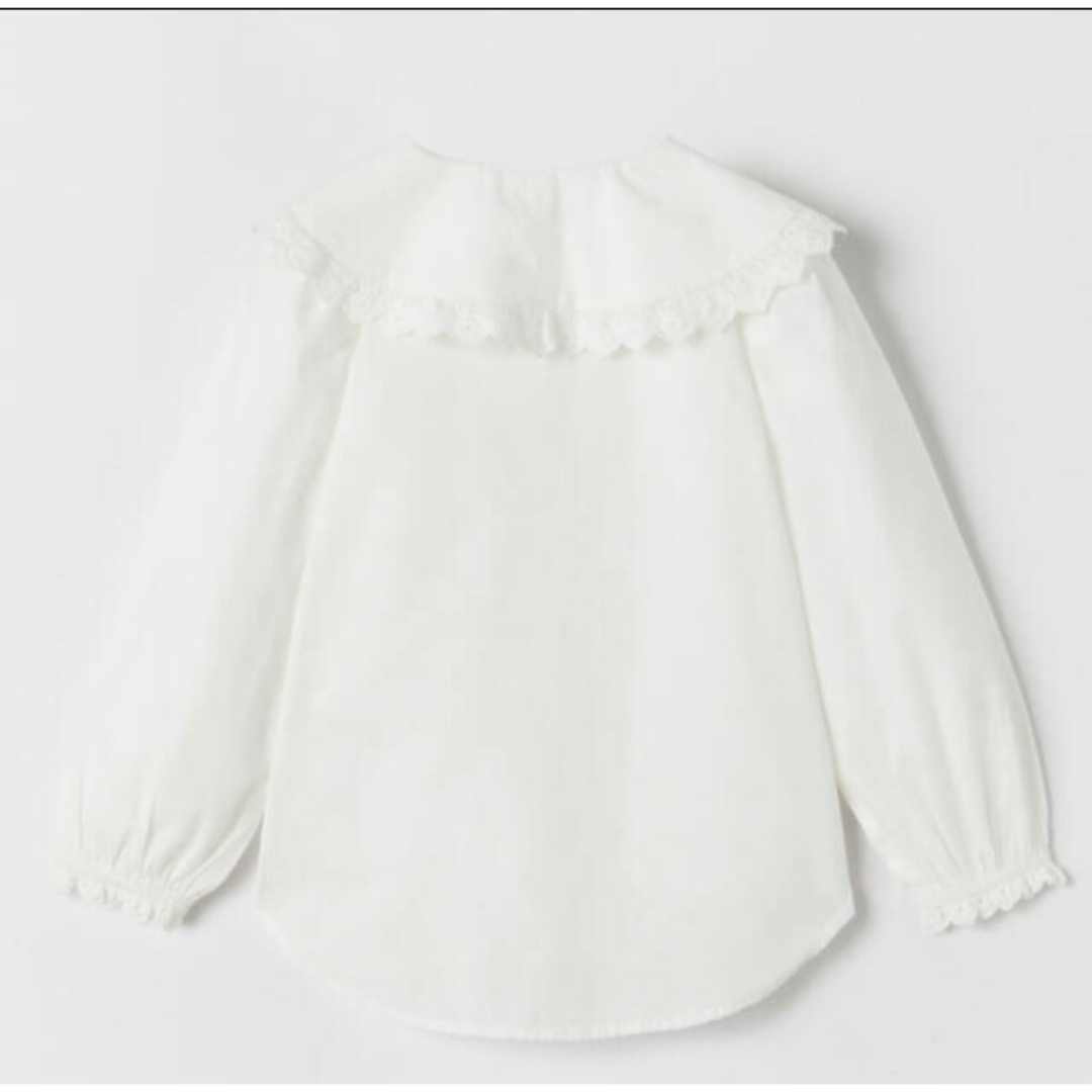 ZARA(ザラ)のZARA ビブカラーロマンティックシャツ　 キッズ/ベビー/マタニティのキッズ服女の子用(90cm~)(ブラウス)の商品写真