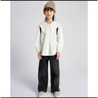 ZARA ビブカラーロマンティックシャツ　