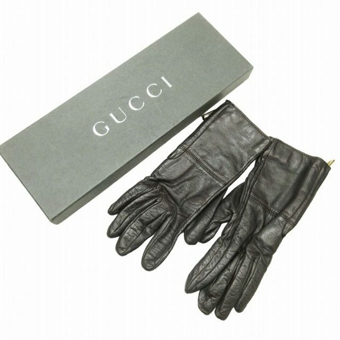 Gucci(グッチ)の美品 グッチ GUCCI レザー グローブ 手袋 本革 シルク裏地 7 ♪3 メンズのファッション小物(手袋)の商品写真