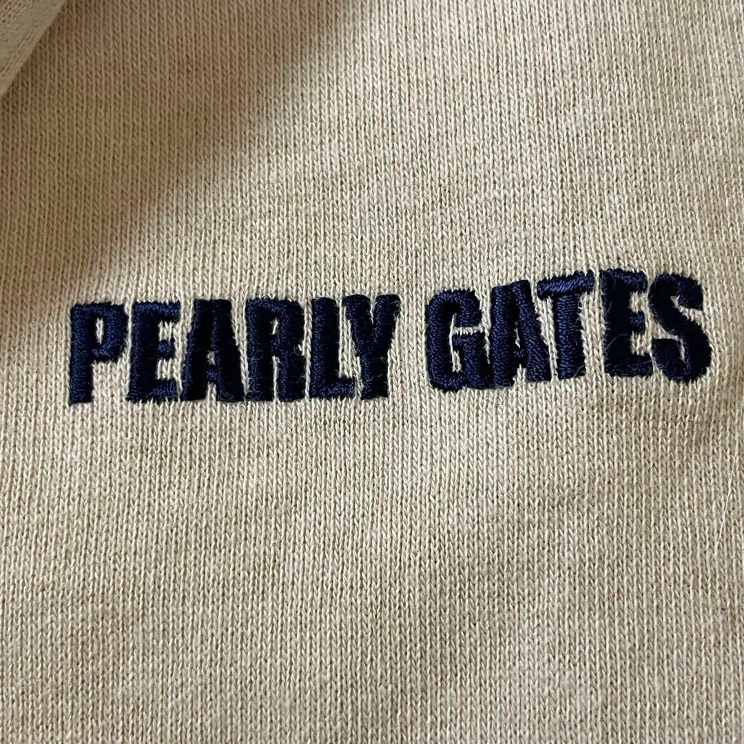 PEARLY GATES(パーリーゲイツ)の希少５(XL相当)✨パーリーゲイツ　ブルゾン　ゴルフウェア　ロゴ刺繍　ベージュ スポーツ/アウトドアのゴルフ(ウエア)の商品写真