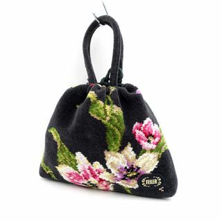 フェイラー(FEILER)のFEILER / フェイラー ◆巾着ハンドバッグ/花柄/ブラック 【バッグ/バック/BAG/鞄/カバン】 レディースファッション【中古】 [0220485027](ハンドバッグ)