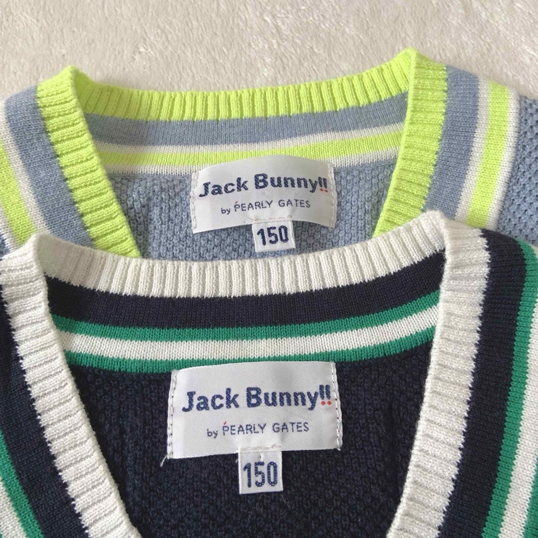 JACK BUNNY!! BY PEARLY GATES(ジャックバニーバイパーリーゲイツ)の美品★ジャックバニー★ニットベスト★キッズゴルフウェア★150 スポーツ/アウトドアのゴルフ(ウエア)の商品写真