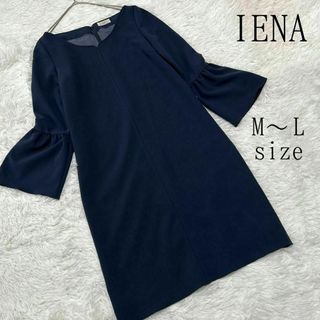 イエナ(IENA)のIENA イエナ 袖フレアワンピース きれいめ ネイビー(ひざ丈ワンピース)