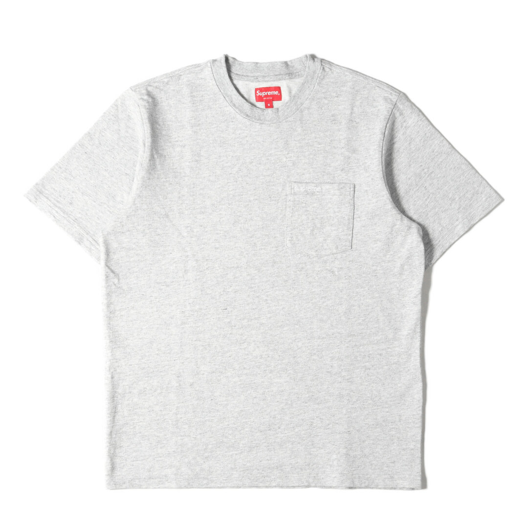 Supreme(シュプリーム)の美品 Supreme シュプリーム Tシャツ サイズ:S 22SS クラシックロゴ ヘビー ポケットTシャツ S/S Pocket Tee ヘザーグレー トップス カットソー 半袖【メンズ】【中古】 メンズのトップス(Tシャツ/カットソー(半袖/袖なし))の商品写真