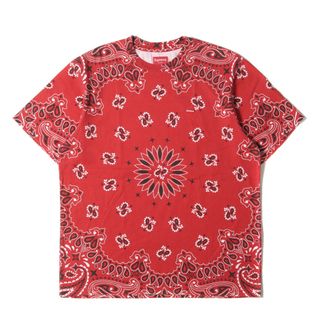 シュプリーム(Supreme)の美品 Supreme シュプリーム Tシャツ サイズ:L 20SS バンダナ柄 スモールボックスロゴ クルーネック 半袖Tシャツ Small Box Tee レッド トップス カットソー【メンズ】【中古】(Tシャツ/カットソー(半袖/袖なし))