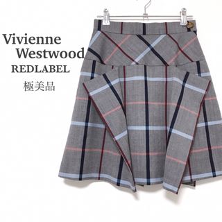 ヴィヴィアンウエストウッド(Vivienne Westwood)のヴィヴィアンウエストウッド【極美品】チェックスカート ウール グレー(ひざ丈スカート)