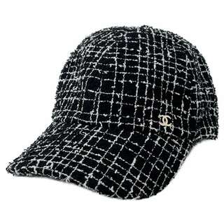 CHANEL - シャネル キャップ ベースボール ツイード ココマーク AA9468 CHANEL 帽子 黒 白
