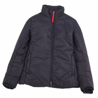 美品 プラダ スポーツ PRADA SPORT ジャケット ナイロンジャケット 中綿入り ジップアップ フード アウター レディース 42(M相当) ブラック