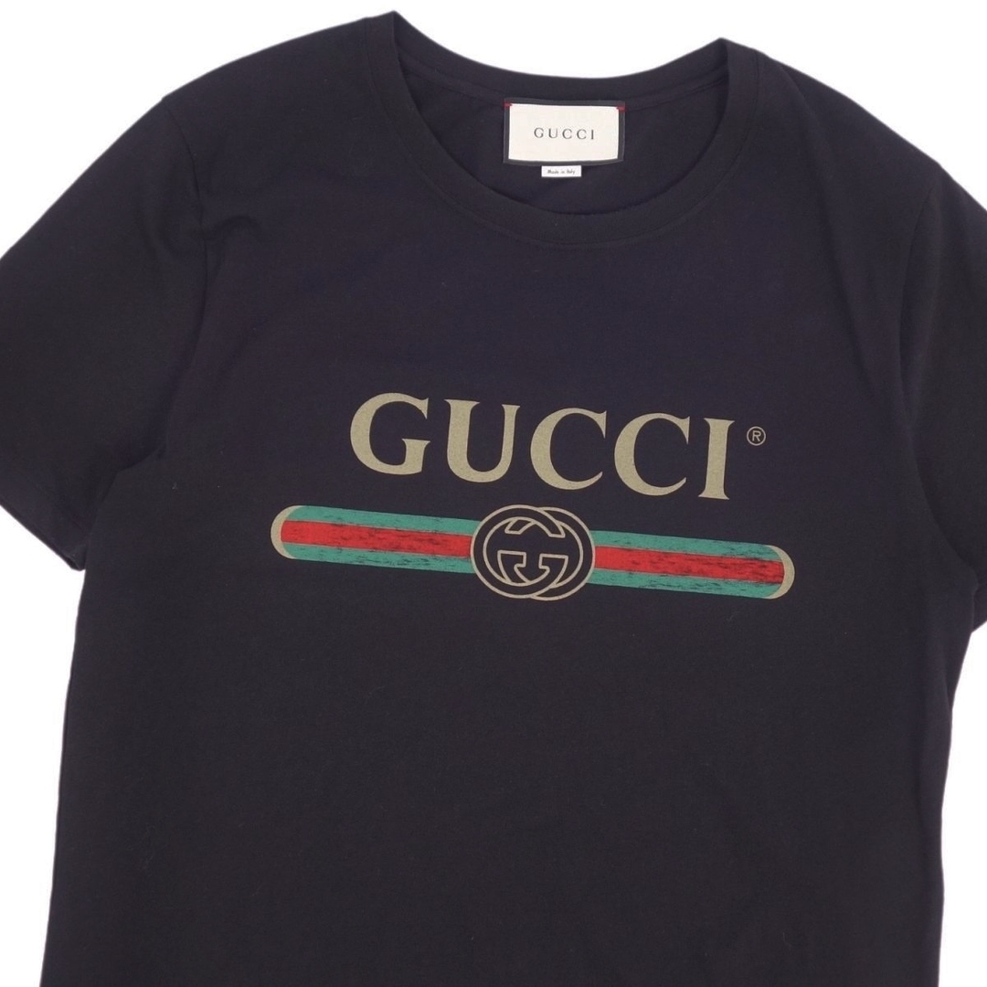 Gucci(グッチ)の美品 グッチ GUCCI Tシャツ カットソー 半袖 ショートスリーブ ウォッシュド ロゴ トップス メンズ S ブラック メンズのトップス(Tシャツ/カットソー(半袖/袖なし))の商品写真