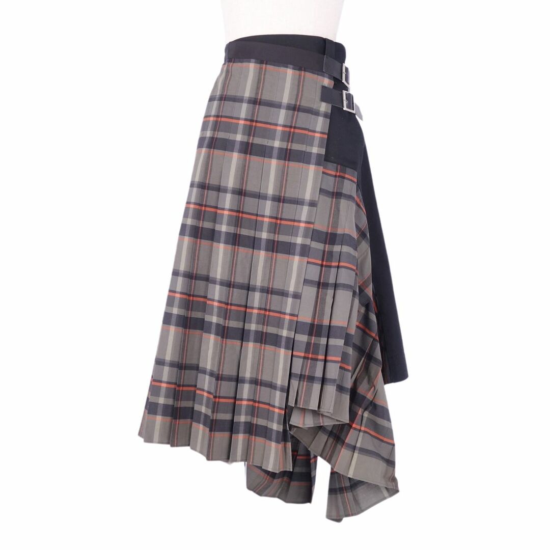 sacai(サカイ)の美品 サカイ Sacai スカート ラップスカート プリーツ チェック ボトムス レディース 0(XS相当) マルチカラー レディースのスカート(ひざ丈スカート)の商品写真