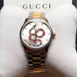 グッチ(Gucci)のグッチ　腕時計　キングスネークGタイムレス　イエローゴールドカラーコンビベルト(腕時計(アナログ))