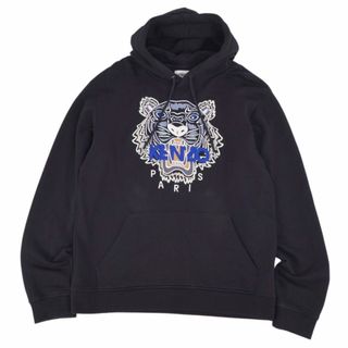 ケンゾー(KENZO)の美品 ケンゾー KENZO パーカー フーディー スウェット プルオーバー トラ柄 トップス メンズ XL ブラック(パーカー)