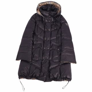 BURBERRY BLUE LABEL - バーバリー ブルーレーベル BURBERRY BLUE LABEL コート ダウンコート フード付き 裏チェック アウター レディース 38(M相当) ブラック