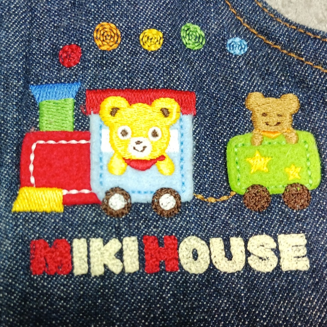 mikihouse(ミキハウス)の【美品】MIKIHOUSE  汽車ポッポ オーバーオール  サロペット キッズ/ベビー/マタニティのベビー服(~85cm)(パンツ)の商品写真