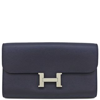 エルメス(Hermes)のエルメス HERMES 長財布 コンスタンス ロング トゥ ゴー エバーカラー ブルーニュイ シルバー金具 紺 二つ折り財布  Y刻印 【箱】【中古】(財布)