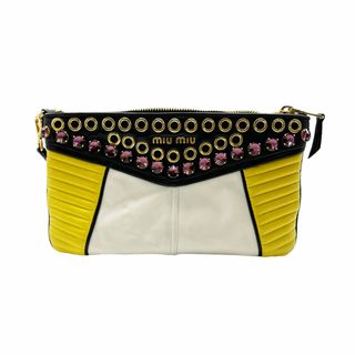 ミュウミュウ(miumiu)のミュウミュウ MIUMIU クラッチバッグ レザー/ラインストーン マルチカラー レディース RP0374 送料無料【中古】 z0365(クラッチバッグ)